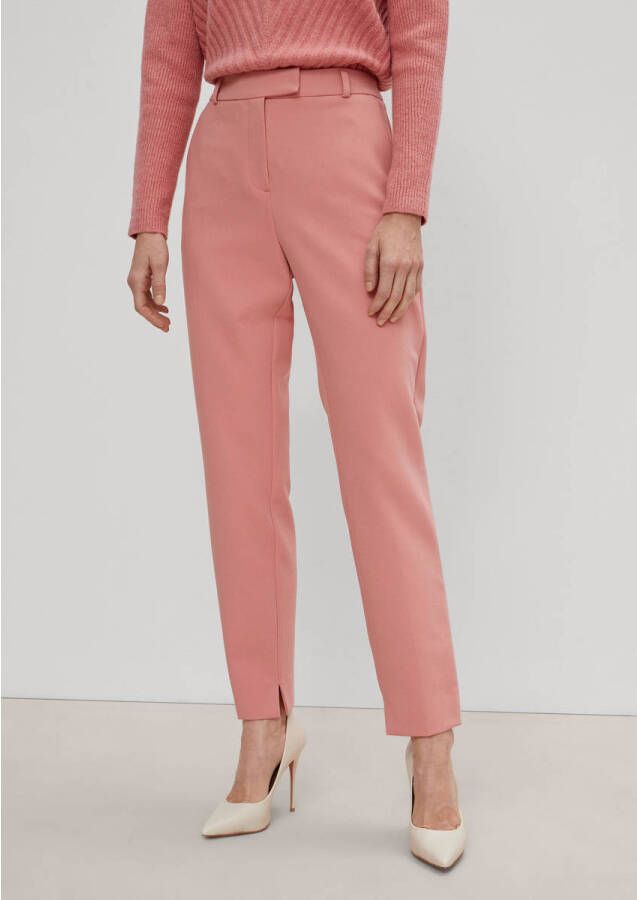 Comma cropped high waist straight fit pantalon roze