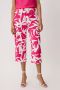 Comma cropped wide leg culotte met bladprint roze wit - Thumbnail 1