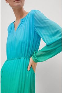 Comma dip-dye jurk met plisse blauw groen ecru