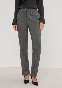 Comma pantalon met visgraat grijs