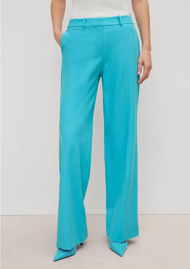 Comma high waist wide leg pantalon blauw