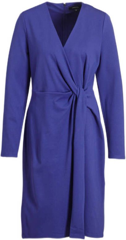 comma jurk met knoopdetail blauw