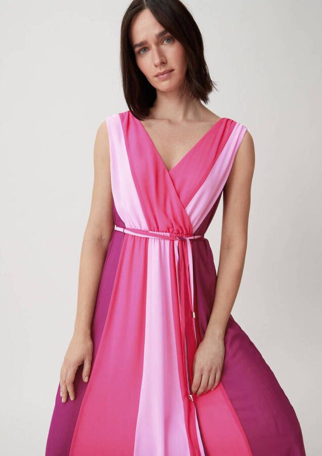 Comma maxi jurk met plooien roze paars