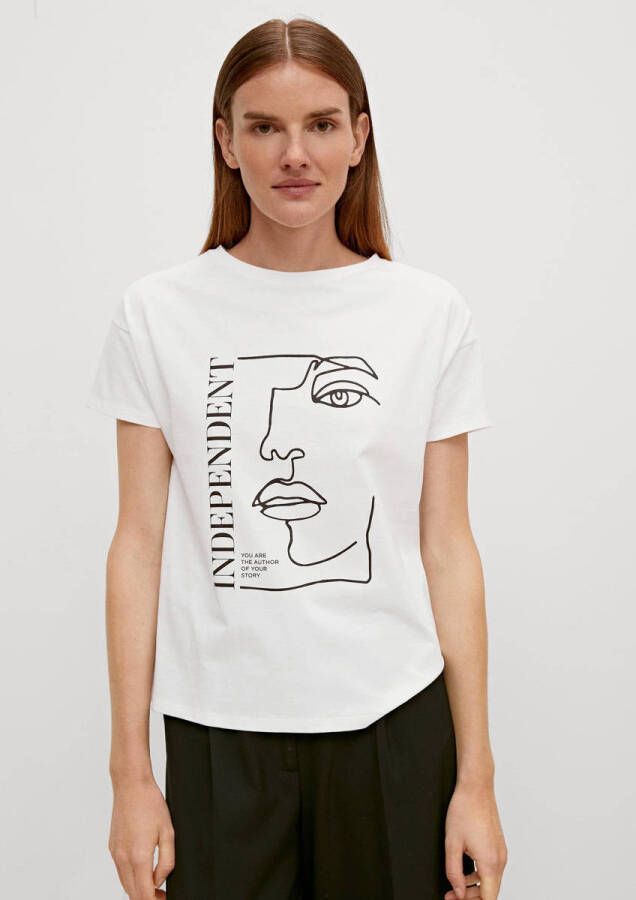 Comma T-shirt met printopdruk wit