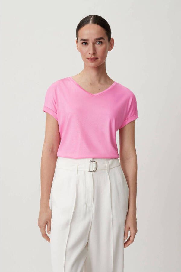 Comma T-shirt van glanzend viscose roze