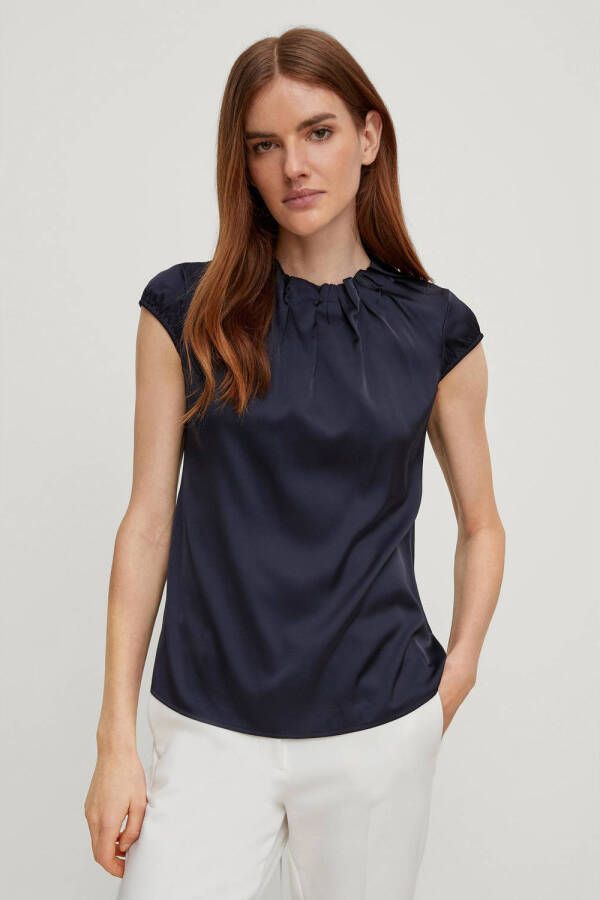 Comma Satijnen blouse in een glanzende look met stretch