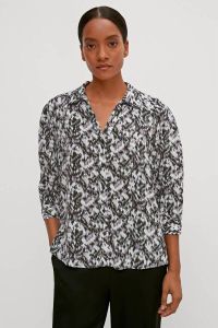 Comma viscose blouse met all over print zwart wit paars