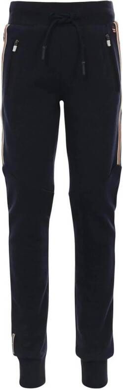 COMMON HEROES slim fit broek met zijstreep donkerblauw Jongens Stretchkatoen 110 116