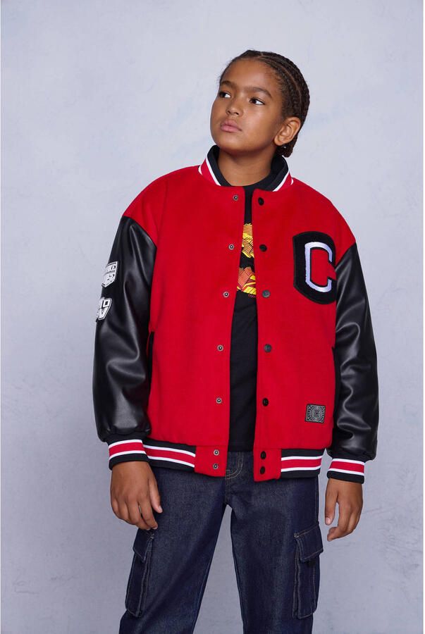 Coolcat baseball jacket met logo rood zwart - Foto 4