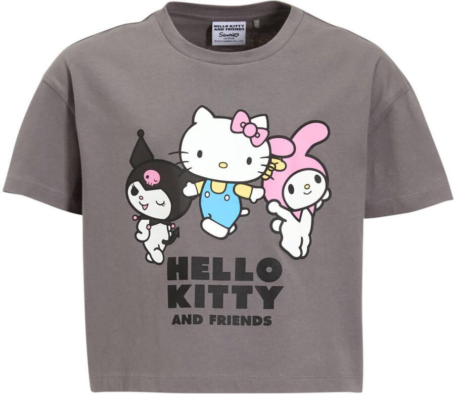 Coolcat boxy T-shirt Hello Kitty & Friends license Katie grijs