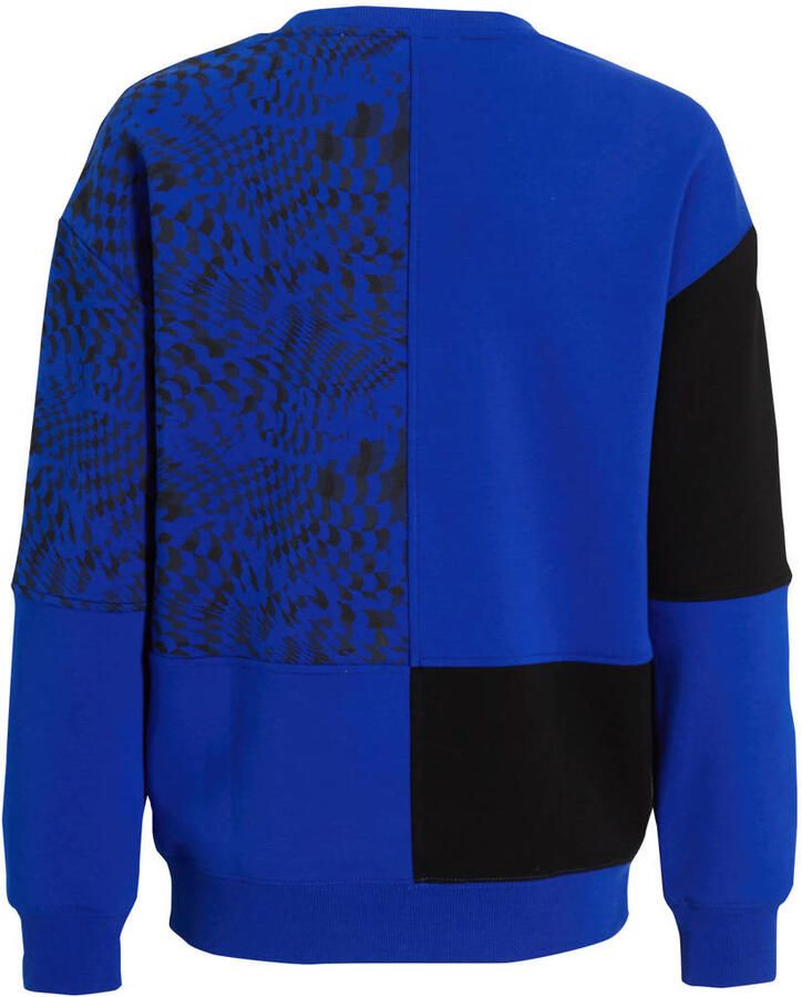 Coolcat Colourblock Sweater Nathan met Print Blauw