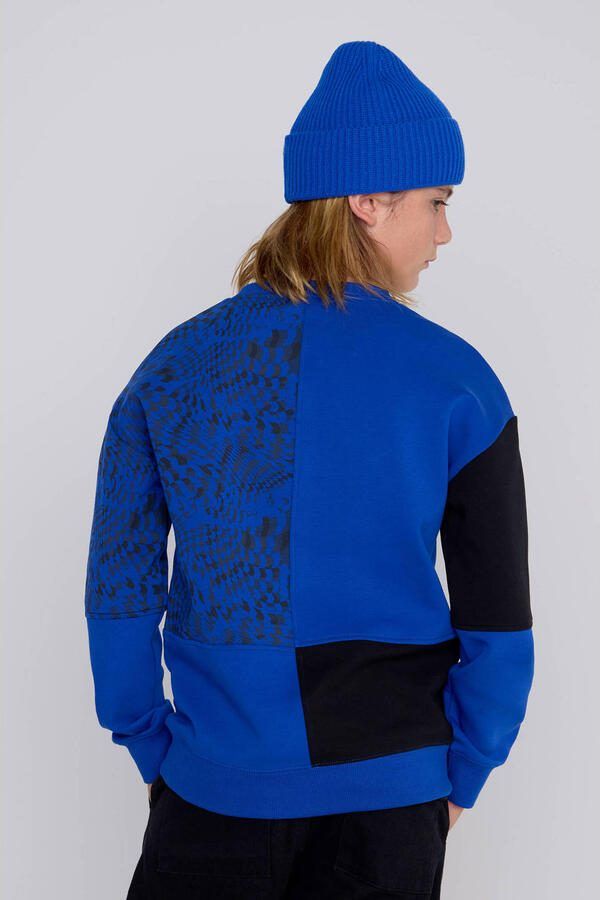 Coolcat Colourblock Sweater Nathan met Print Blauw Jongens Katoen Ronde hals - Foto 3