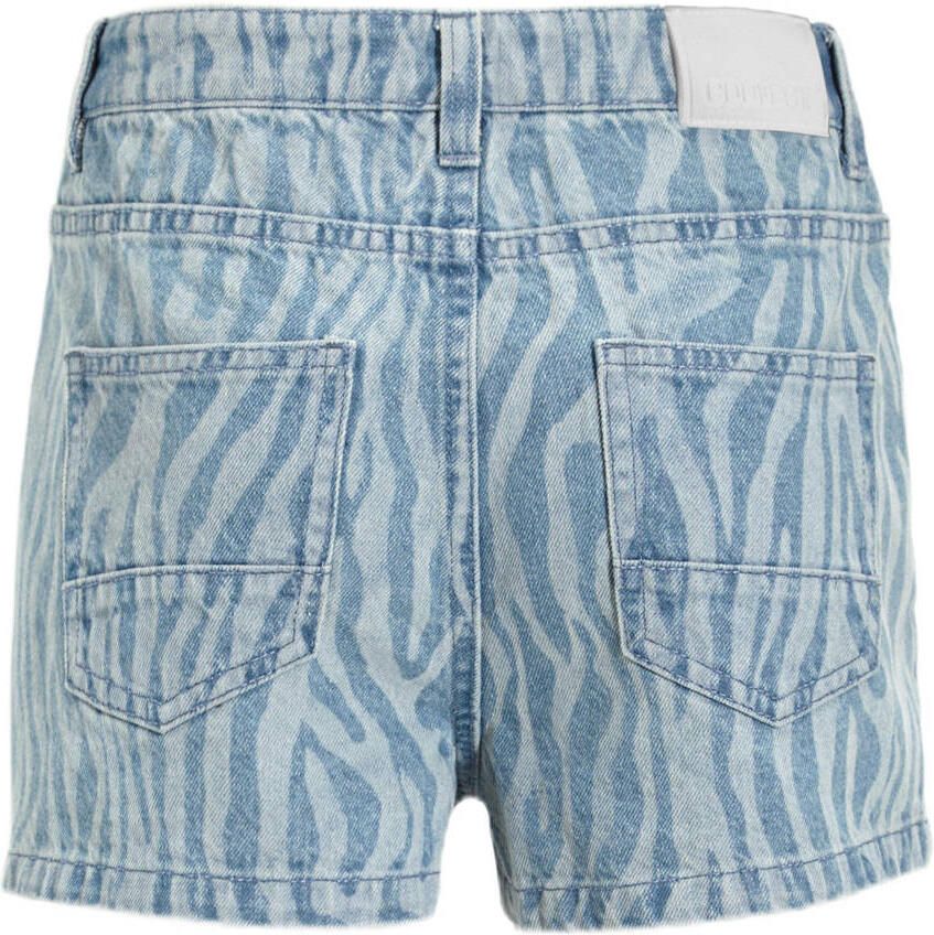 Coolcat denim short Isa met zebraprint blauw