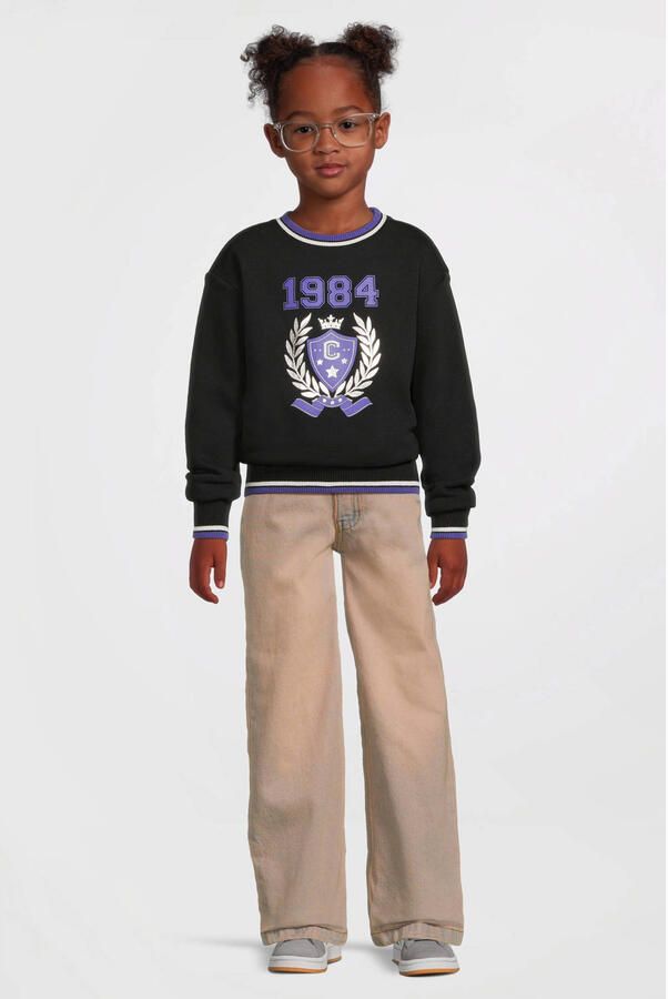 Coolcat fleece sweater met 1984 print Amalia zwart - Foto 3
