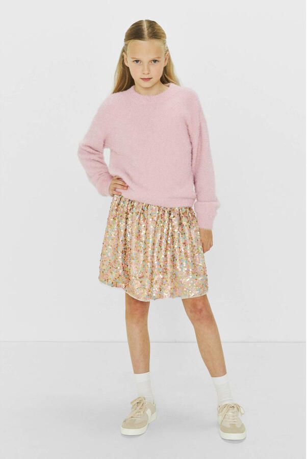 Coolcat gebreide trui Fleur roze zilver