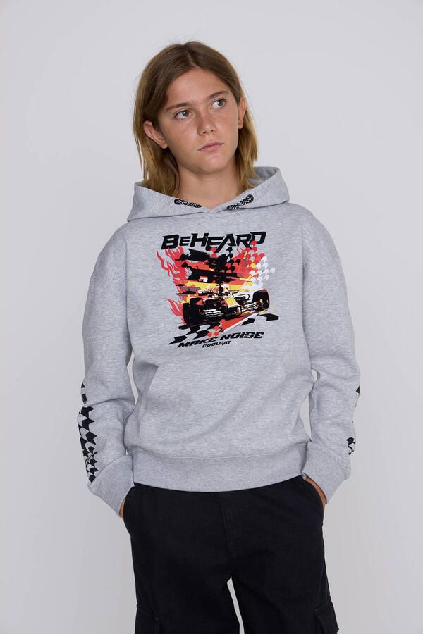 Coolcat hoodie Nils met printopdruk grijs melange - Foto 2