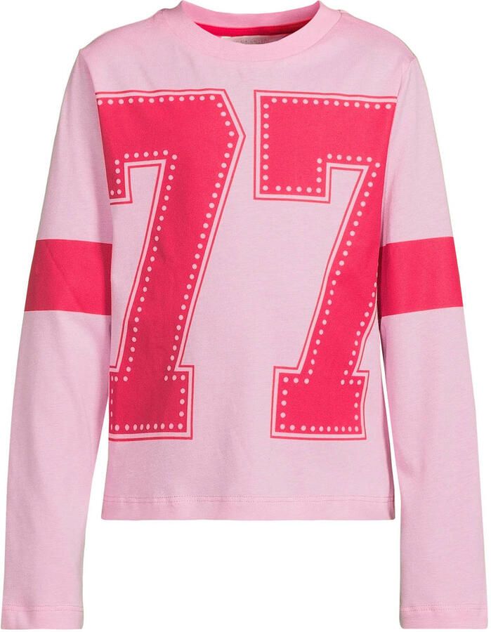 Coolcat longsleeve met letter 77 printopdruk Johanna roze