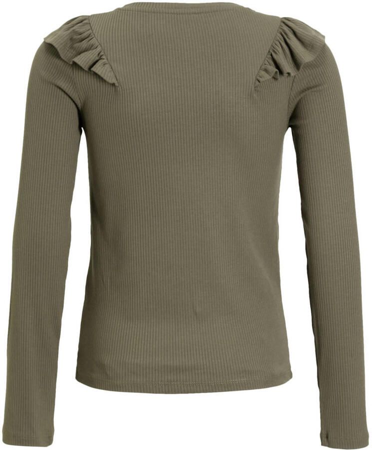 Coolcat Longsleeve Ruffels Rib Top Tegan Khaki