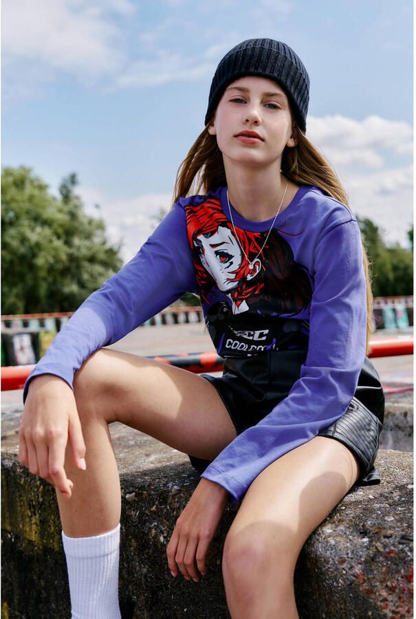 Coolcat Longsleeve T-shirt Tabitha met Motor Girl Print - Foto 2