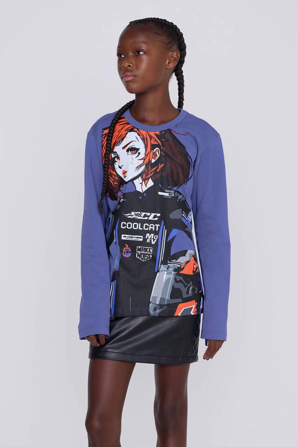 Coolcat Longsleeve T-shirt Tabitha met Motor Girl Print - Foto 4