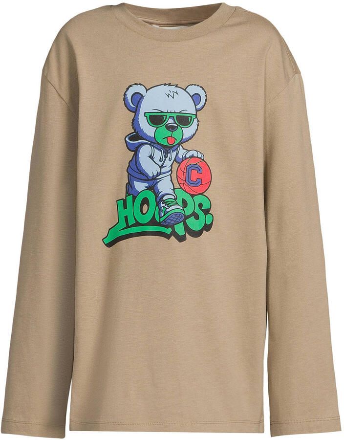 Coolcat oversized longsleeve met beer printopdruk Corey donkerzand