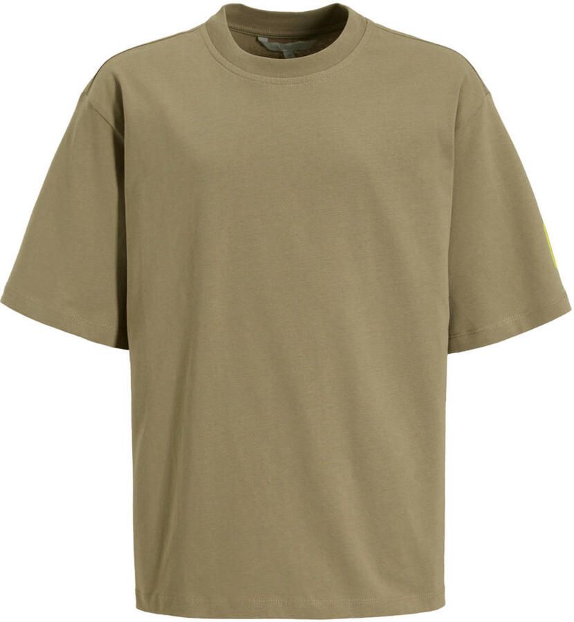 Coolcat oversized T-shirt met printopdruk Brad donkerzand