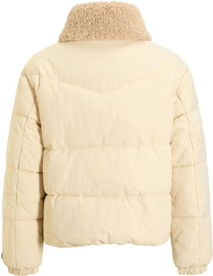 Coolcat Puffer Winterjas Joyce met Teddy Kraag Zand