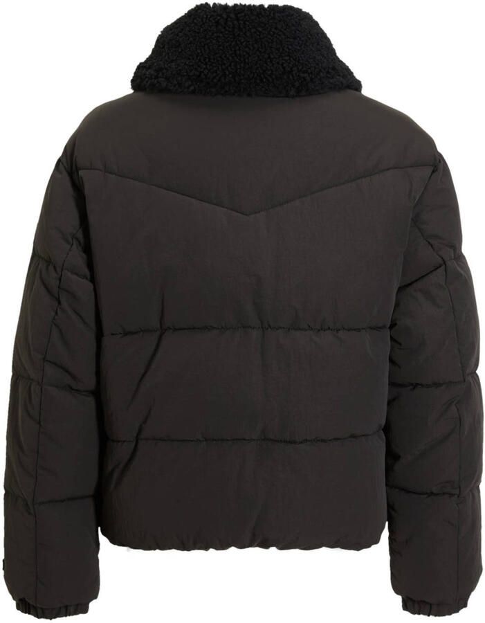 Coolcat Puffer Winterjas Joyce met Teddy Kraag Zwart