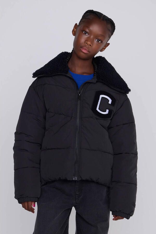 Coolcat Puffer Winterjas Joyce met Teddy Kraag Zwart - Foto 2