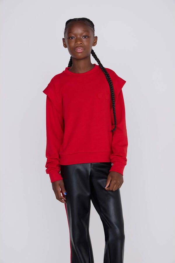 Coolcat Sweater Topaz met Schouder Detail Rood - Foto 3