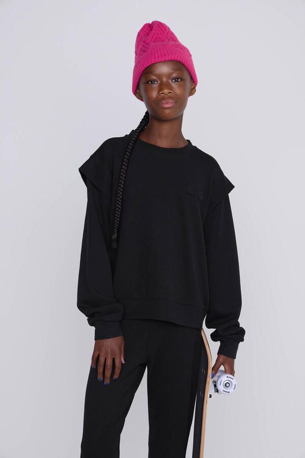 Coolcat Sweater Topaz met Schouder Detail Zwart - Foto 4