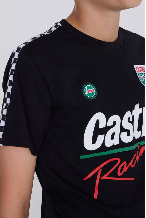 Coolcat T-shirt Castrol license met (back) print zwart