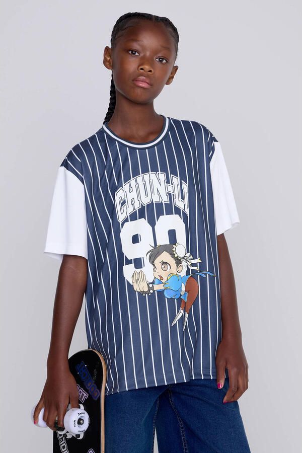 Coolcat T-shirt Chun Lee blauw wit - Foto 3