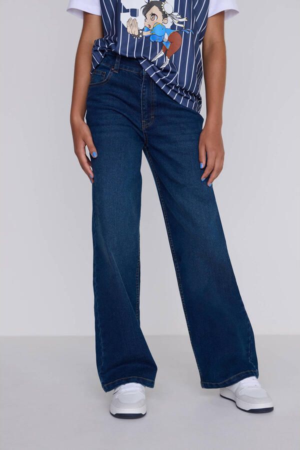 Coolcat Wide Leg Jeans Dominique Donker Blauw - Foto 4