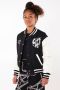 CoolCat Junior baseball jacket Jane met printopdruk zwart ecru Jas Meisjes Polyester Opstaande kraag 158 164 - Thumbnail 1