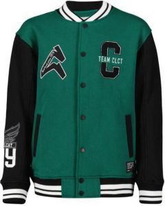 CoolCat Junior baseball jacket Stetson met printopdruk en patches donkergroen zwart wit