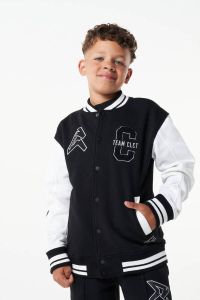 CoolCat Junior baseball jacket Stetson met printopdruk en patches zwart wit