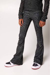 CoolCat Junior flared broek Pleun CG met zebraprint groen zwart