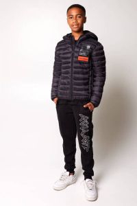 CoolCat Junior gewatteerde winterjas Jay met printopdruk zwart