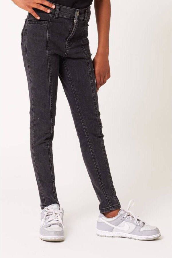 CoolCat Junior high waist skinny jeans Kitty black denim Zwart Meisjes Stretchdenim 158 164