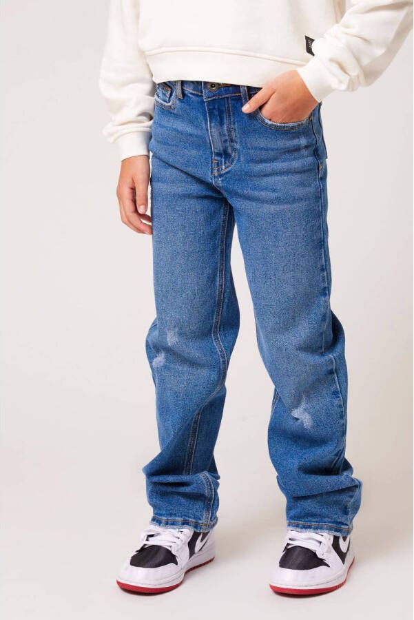 CoolCat Junior high waist straight fit jeans Kelli medium blue Blauw Meisjes Denim 122 128