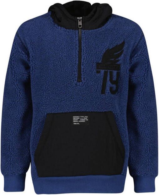 CoolCat Junior hoodie Sage CB donkerblauw zwart Sweater Jongens Teddy Capuchon 146 152