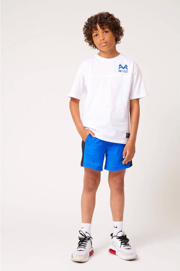 CoolCat Junior T-shirt Eace CB met tekst wit blauw Jongens Katoen Ronde hals 122 128