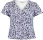 CoolCat Junior T-shirt Eila met all over print en overslag detail lila zwart Paars Meisjes Polyester V-hals 122 128 - Thumbnail 1