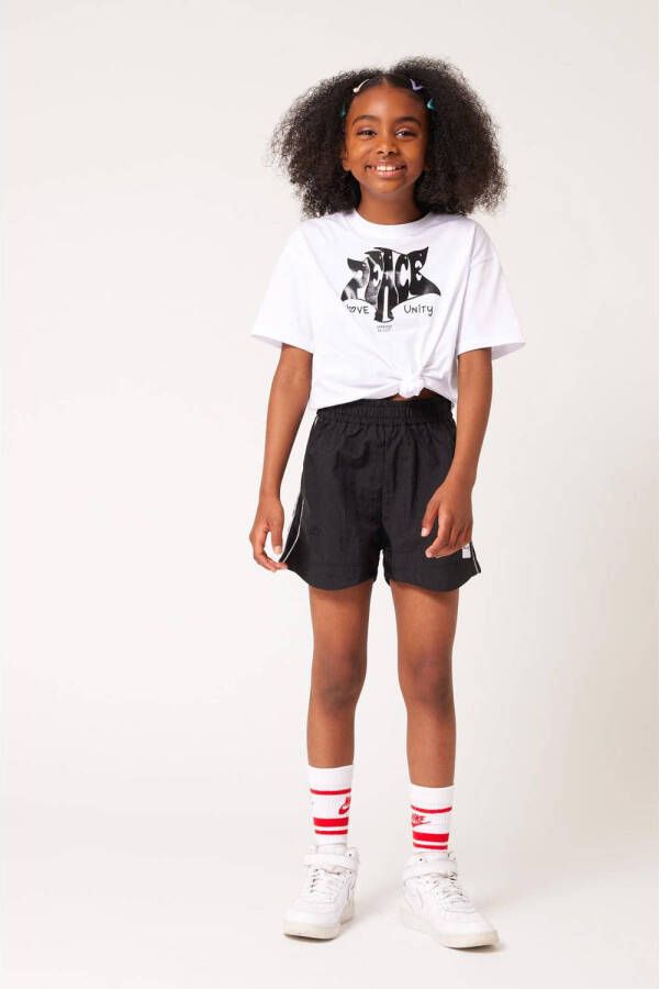 CoolCat Junior T-shirt Elien CG met tekst wit zwart Meisjes Katoen Ronde hals 122 128