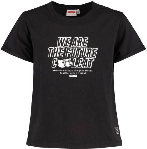 CoolCat Junior T-shirt Ellen met printopdruk zwart