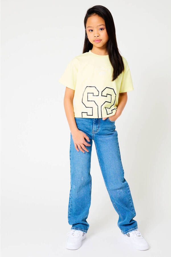 CoolCat Junior T-shirt Ena CG met printopdruk lichtgeel Meisjes Polyester Ronde hals 122 128