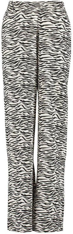 CoolCat Junior wide leg broek Phine CG met zebraprint zwart wit Meisjes Polyester 158 164
