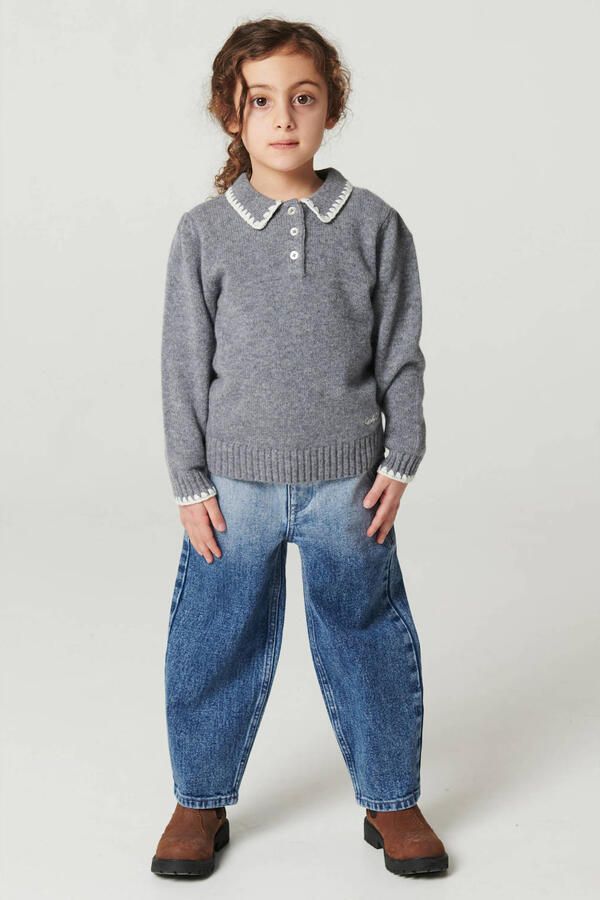 Copenhagen Colors barrel dip-dye jeans met patches blauw Meisjes Denim