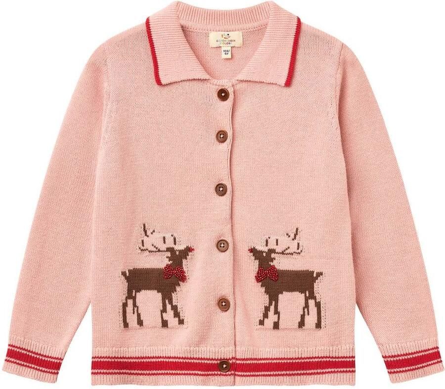 Copenhagen Colors gebreid vest met print roze Meisjes Katoen Klassieke kraag